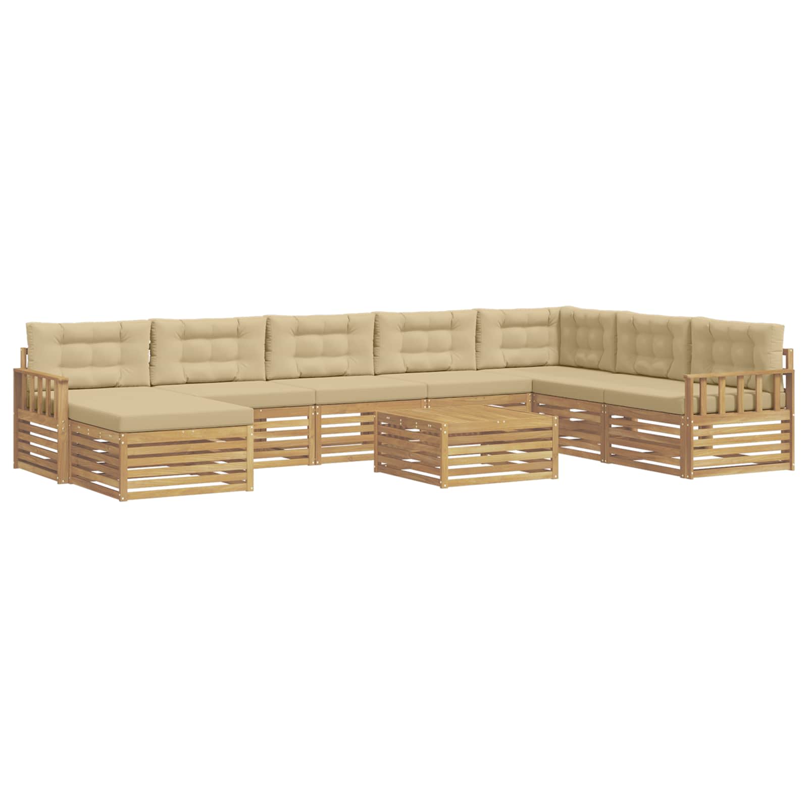 Outdoor-Sofagarnitur 9 pcs Weiß und Beige Massivholz Akazie