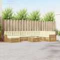 Outdoor-Sofagarnitur 9 pcs Weiß und Creme Massivholz Akazie