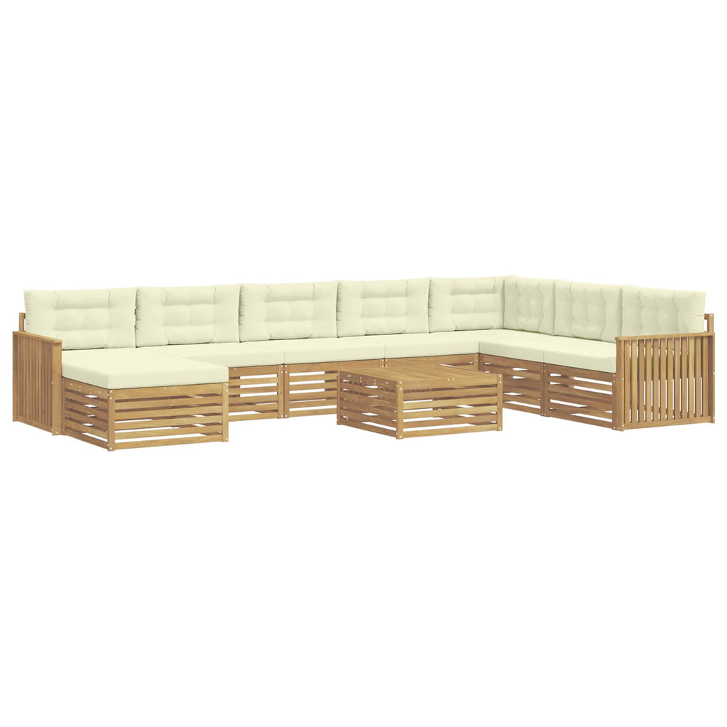 Outdoor-Sofagarnitur 9 pcs Weiß und Creme Massivholz Akazie