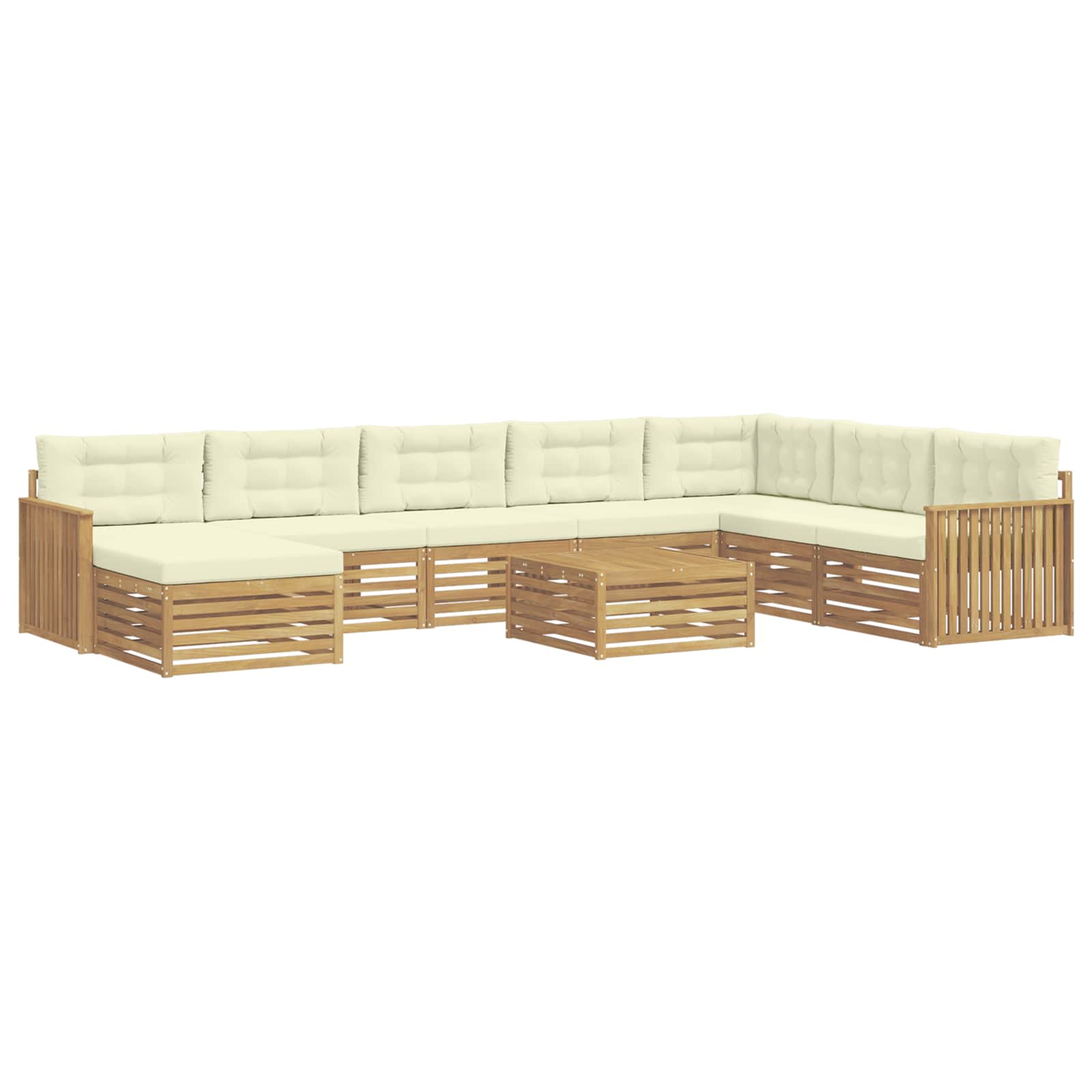Outdoor-Sofagarnitur 9 pcs Weiß und Creme Massivholz Akazie