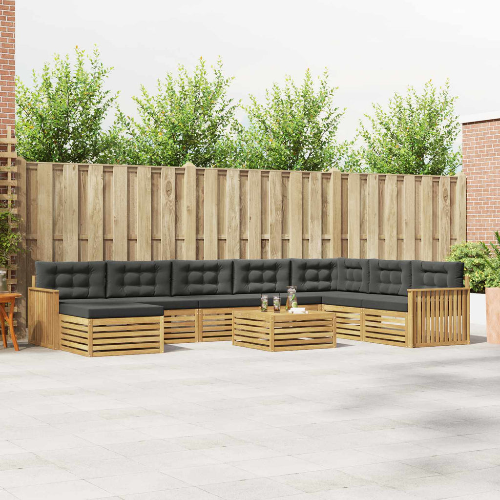 Outdoor-Sofagarnitur 9 pcs Weiß und Anthrazit Massivholz Akazie