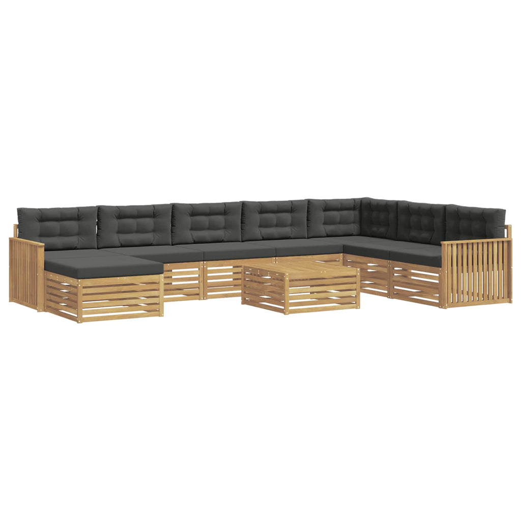 Outdoor-Sofagarnitur 9 pcs Weiß und Anthrazit Massivholz Akazie