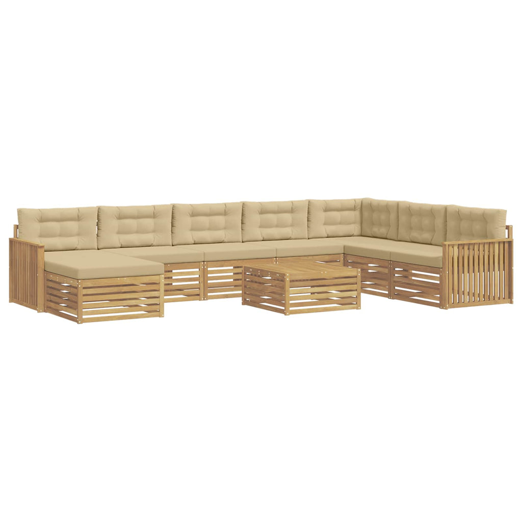 Outdoor-Sofagarnitur 9 pcs Weiß und Beige Massivholz Akazie