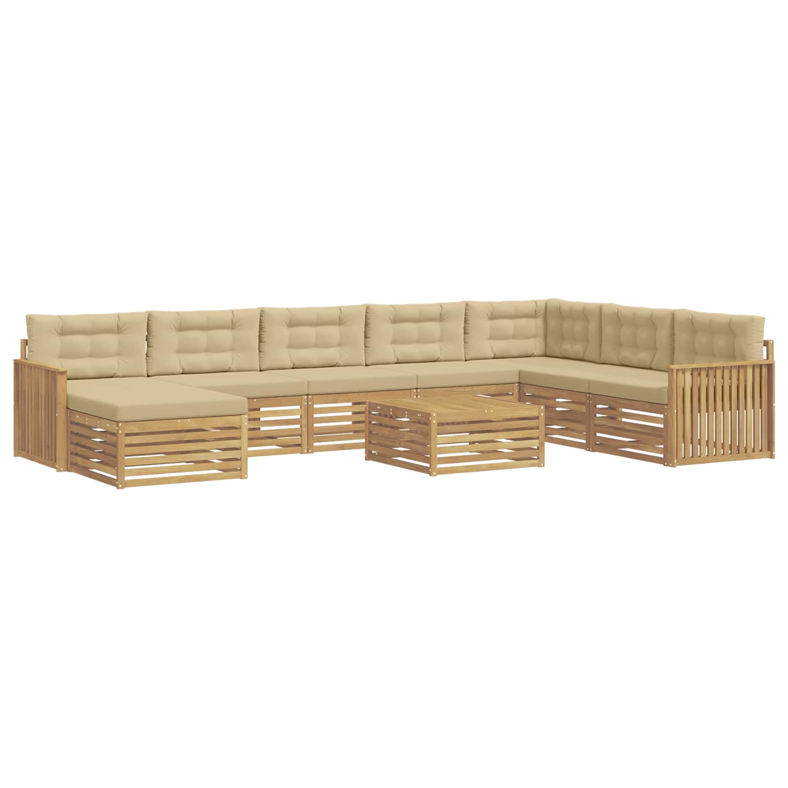 Outdoor-Sofagarnitur 9 pcs Weiß und Beige Massivholz Akazie