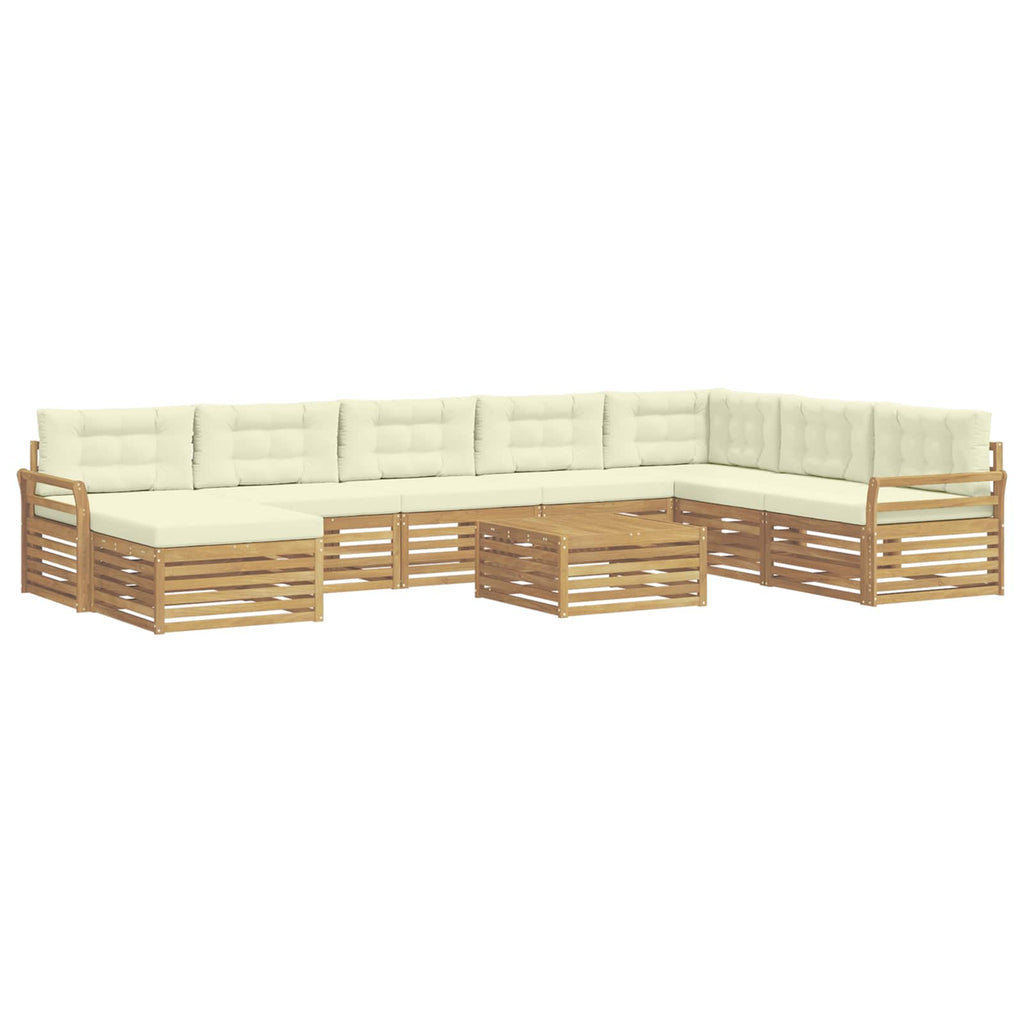 Outdoor-Sofagarnitur 9 pcs Weiß und Creme Massivholz Akazie