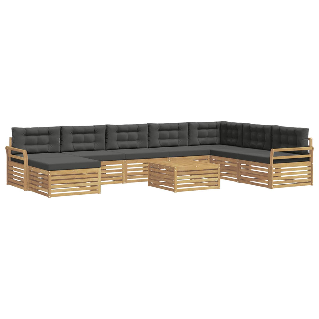 Outdoor-Sofagarnitur 9 pcs Weiß und Anthrazit Massivholz Akazie
