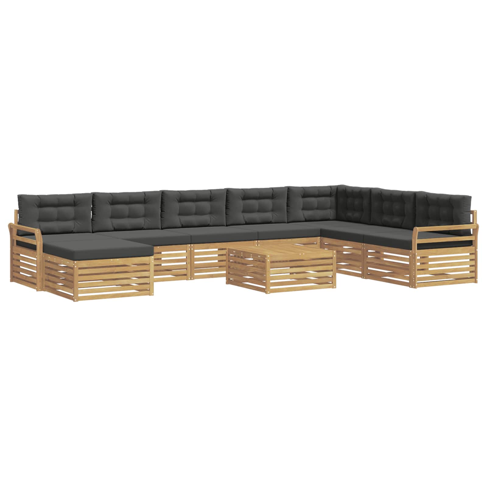 Outdoor-Sofagarnitur 9 pcs Weiß und Anthrazit Massivholz Akazie