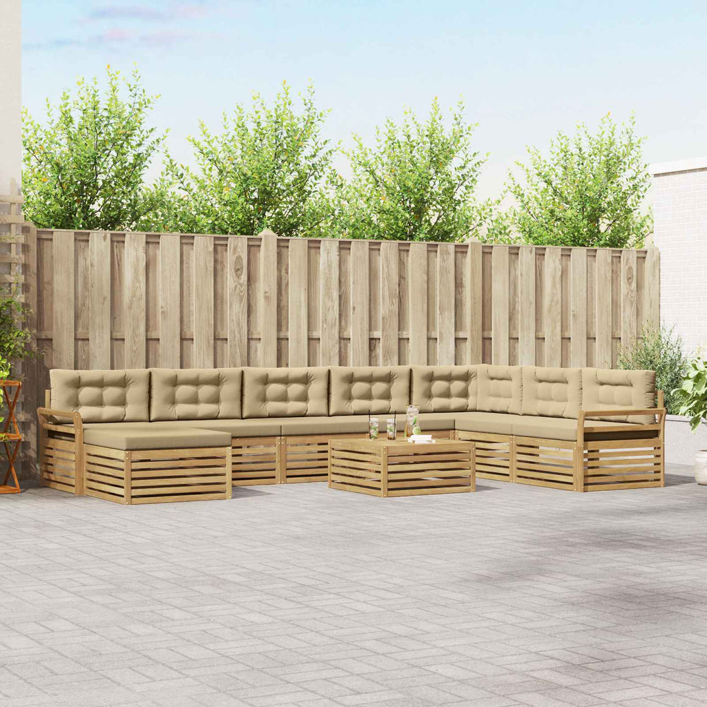 Outdoor-Sofagarnitur 9 pcs Weiß und Beige Massivholz Akazie