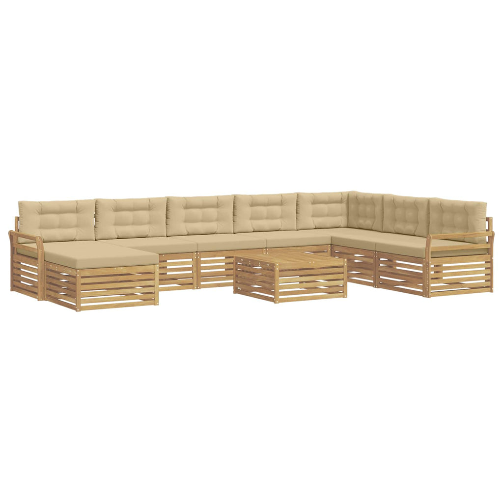 Outdoor-Sofagarnitur 9 pcs Weiß und Beige Massivholz Akazie