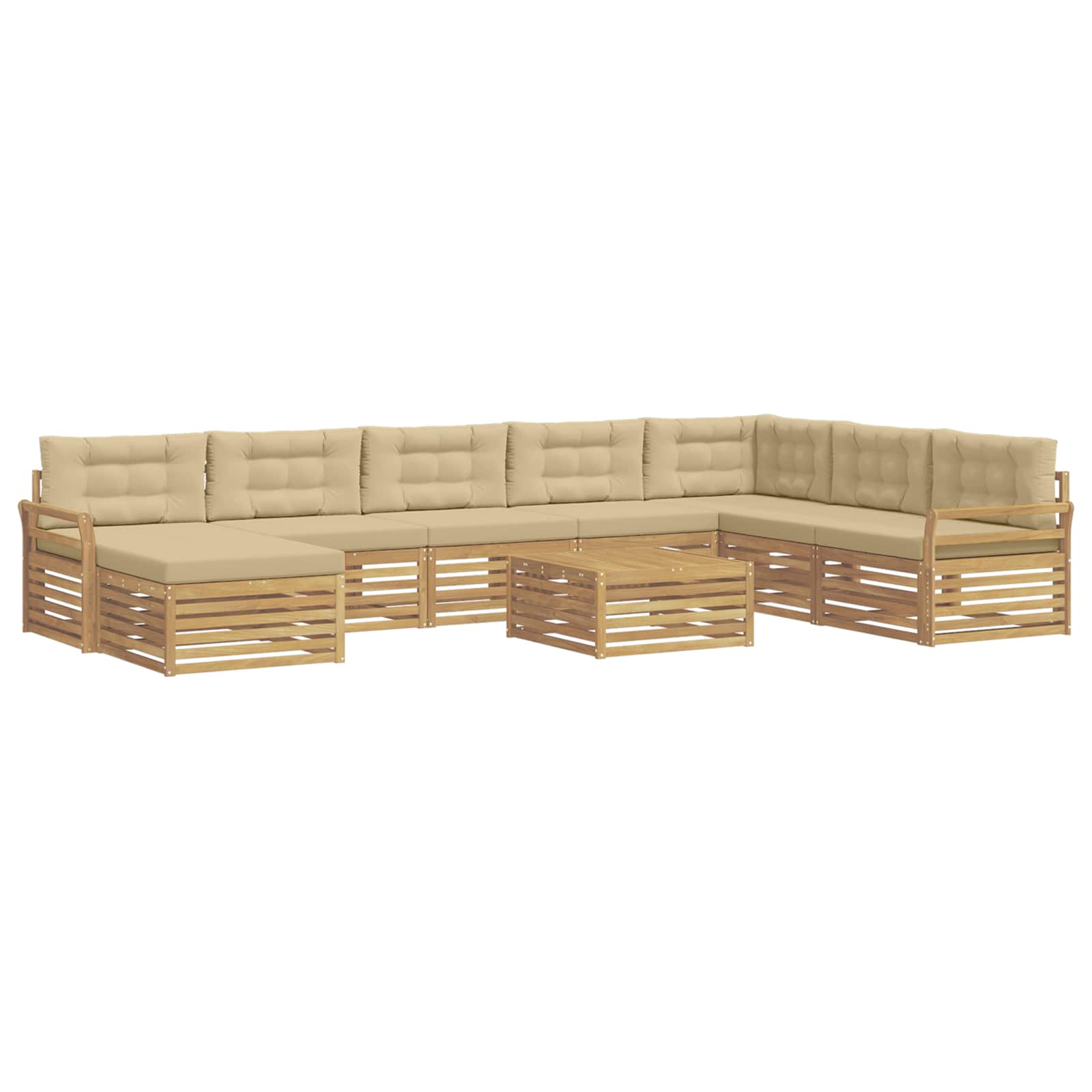 Outdoor-Sofagarnitur 9 pcs Weiß und Beige Massivholz Akazie