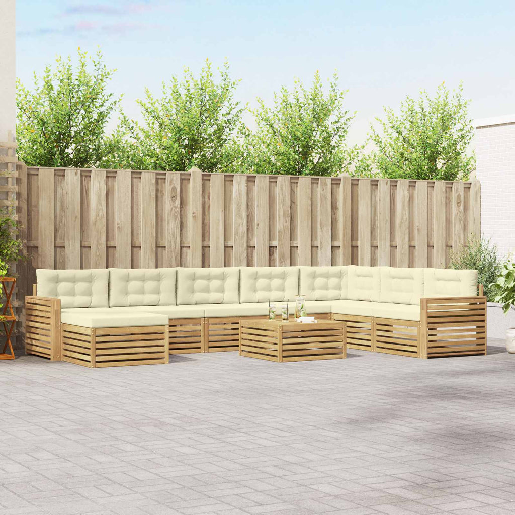 Outdoor-Sofagarnitur 9 pcs Weiß und Creme Massivholz Akazie