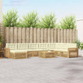 Outdoor-Sofagarnitur 9 pcs Weiß und Creme Massivholz Akazie
