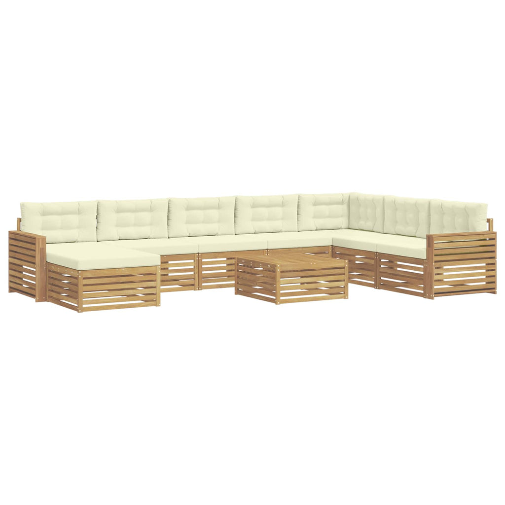 Outdoor-Sofagarnitur 9 pcs Weiß und Creme Massivholz Akazie