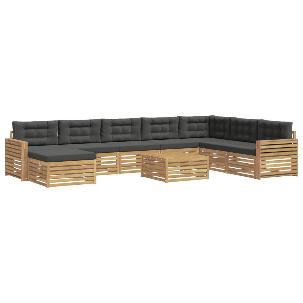 Outdoor-Sofagarnitur 9 pcs Weiß und Anthrazit Massivholz Akazie
