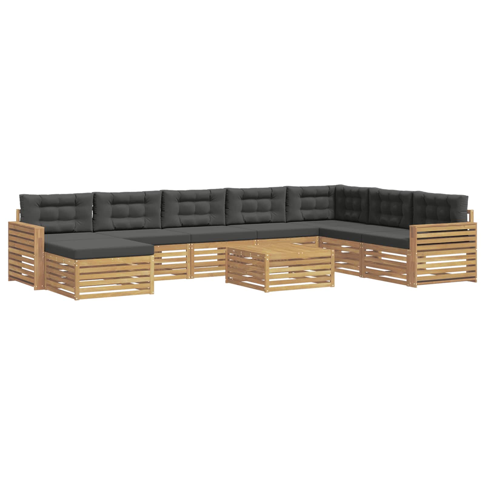 Outdoor-Sofagarnitur 9 pcs Weiß und Anthrazit Massivholz Akazie