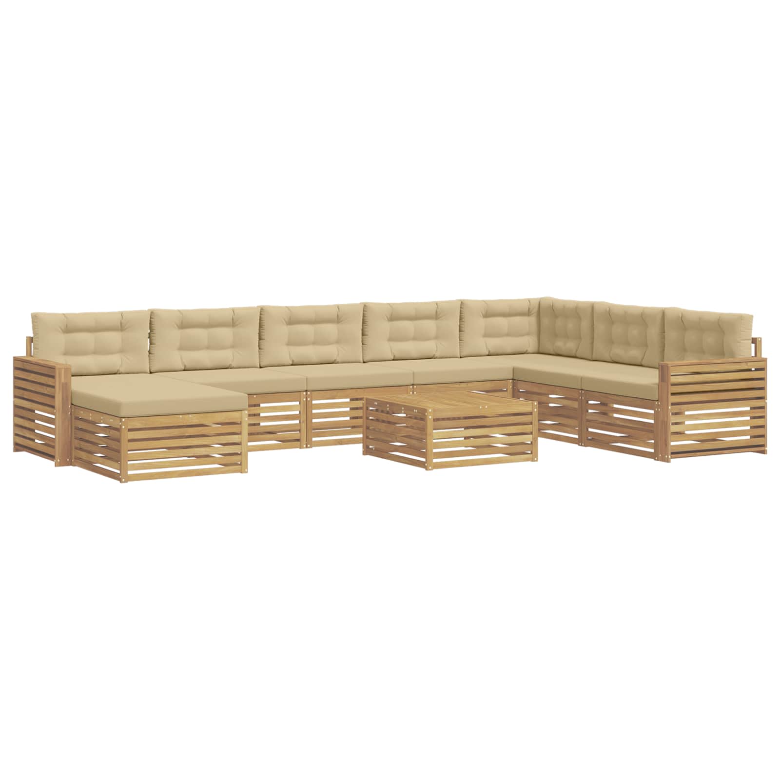 Outdoor-Sofagarnitur 9 pcs Weiß und Beige Massivholz Akazie