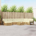 Outdoor-Sofagarnitur 9 pcs Weiß und Creme Massivholz Akazie