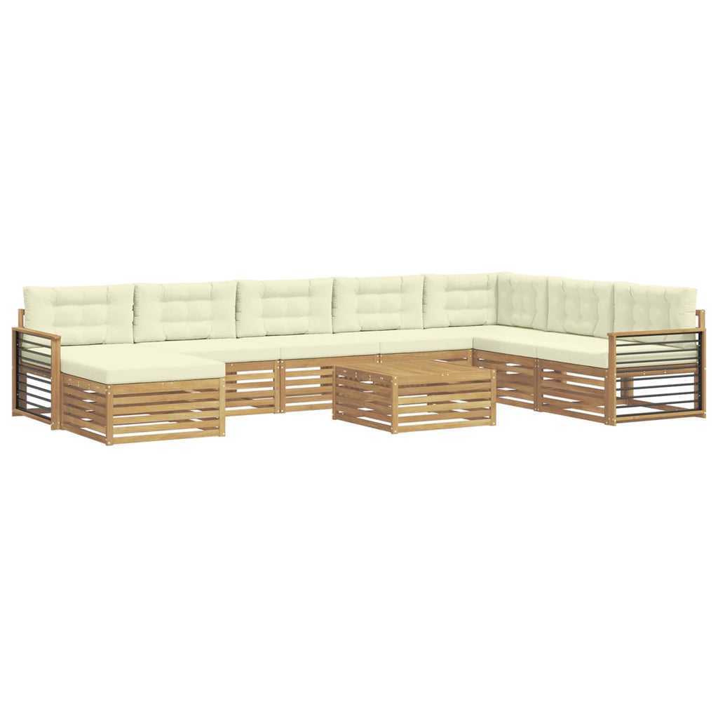 Outdoor-Sofagarnitur 9 pcs Weiß und Creme Massivholz Akazie