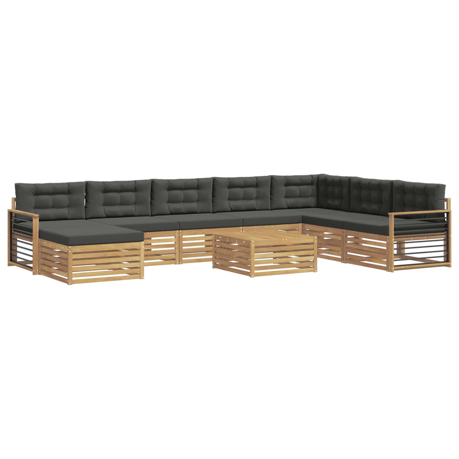 Outdoor-Sofagarnitur 9 pcs Weiß und Anthrazit Massivholz Akazie