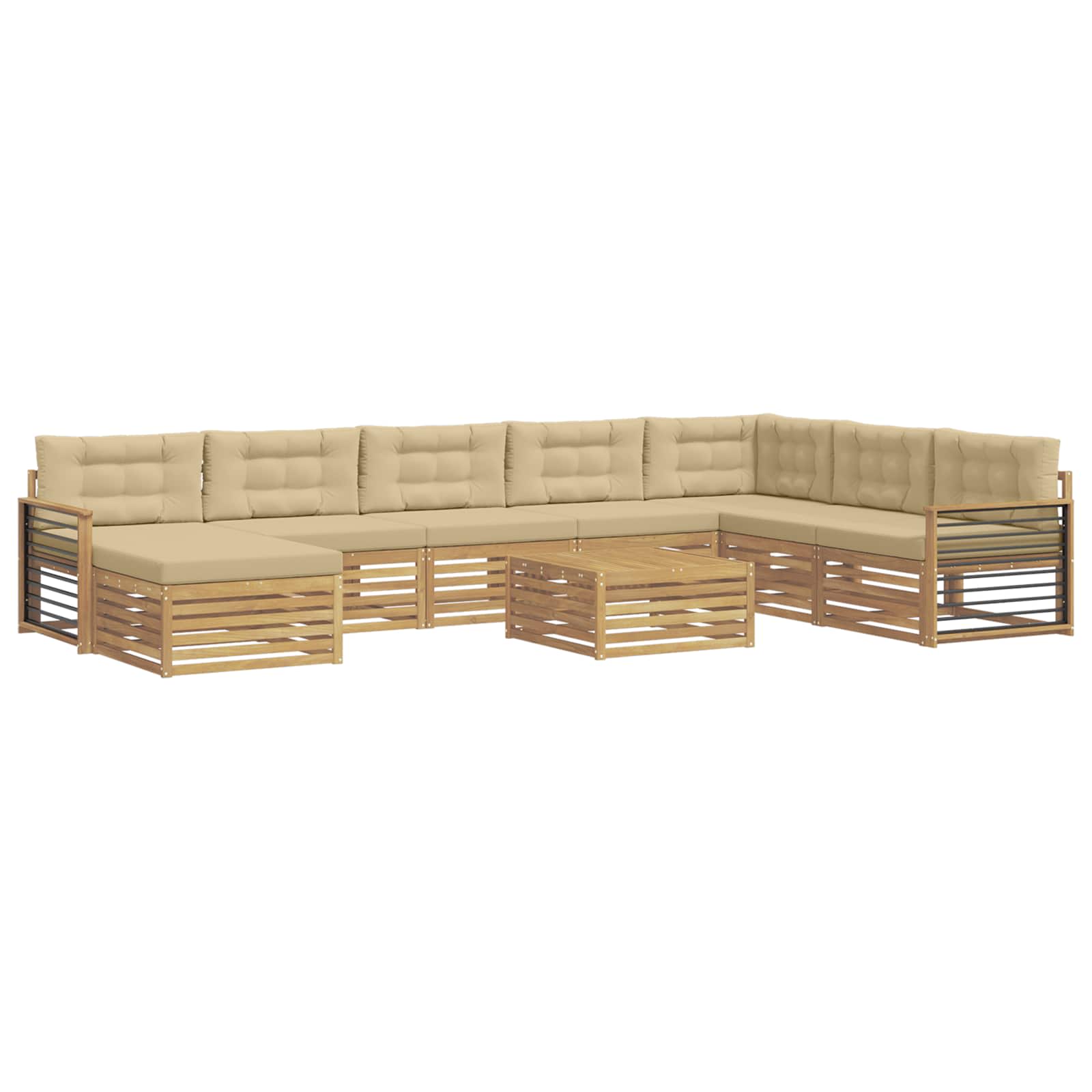 Outdoor-Sofagarnitur 9 pcs Weiß und Beige Massivholz Akazie