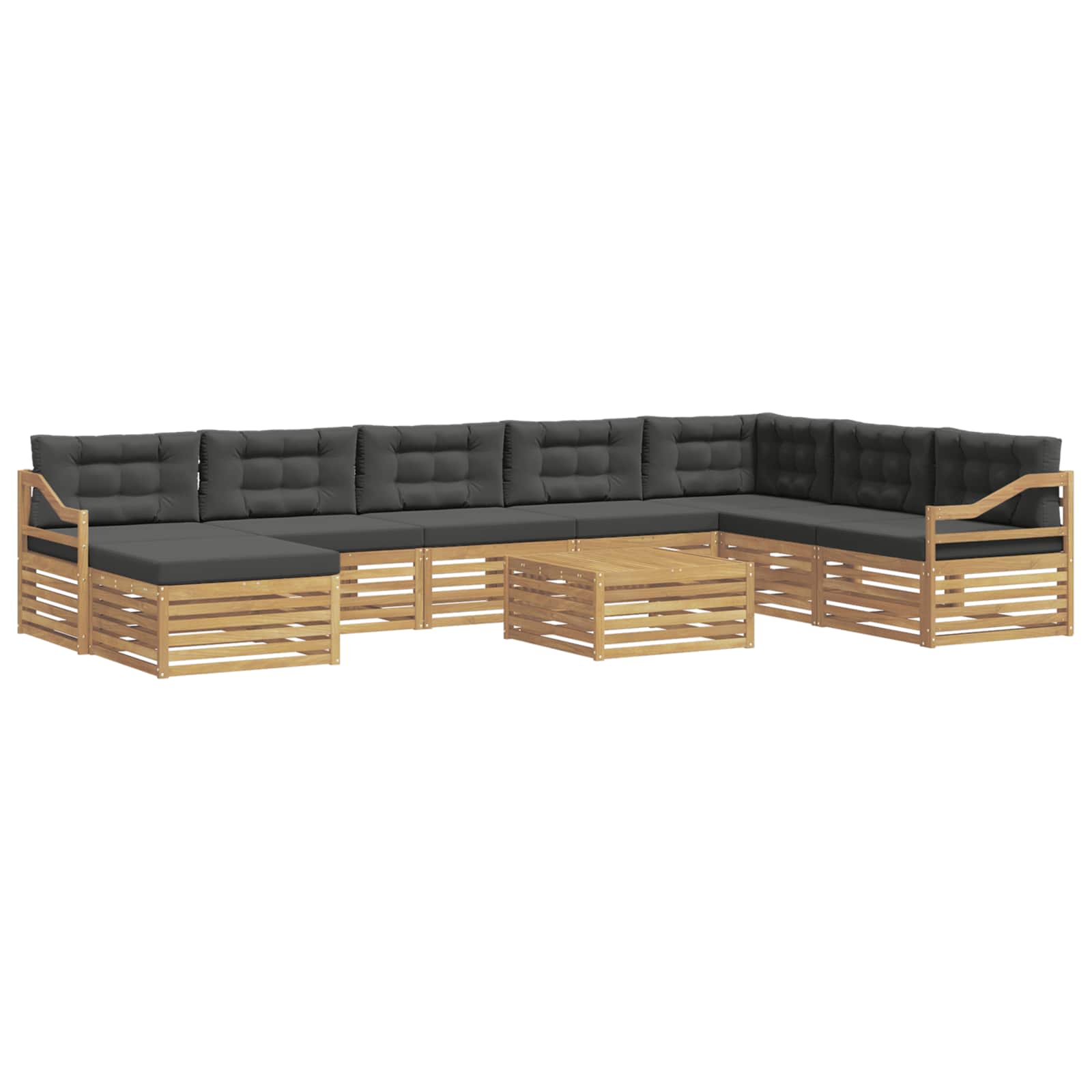 Outdoor-Sofagarnitur 9 pcs Weiß und Anthrazit Polyester