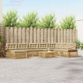 Outdoor-Sofagarnitur mit Kissen 9 pcs Weiß und Beige Polyester