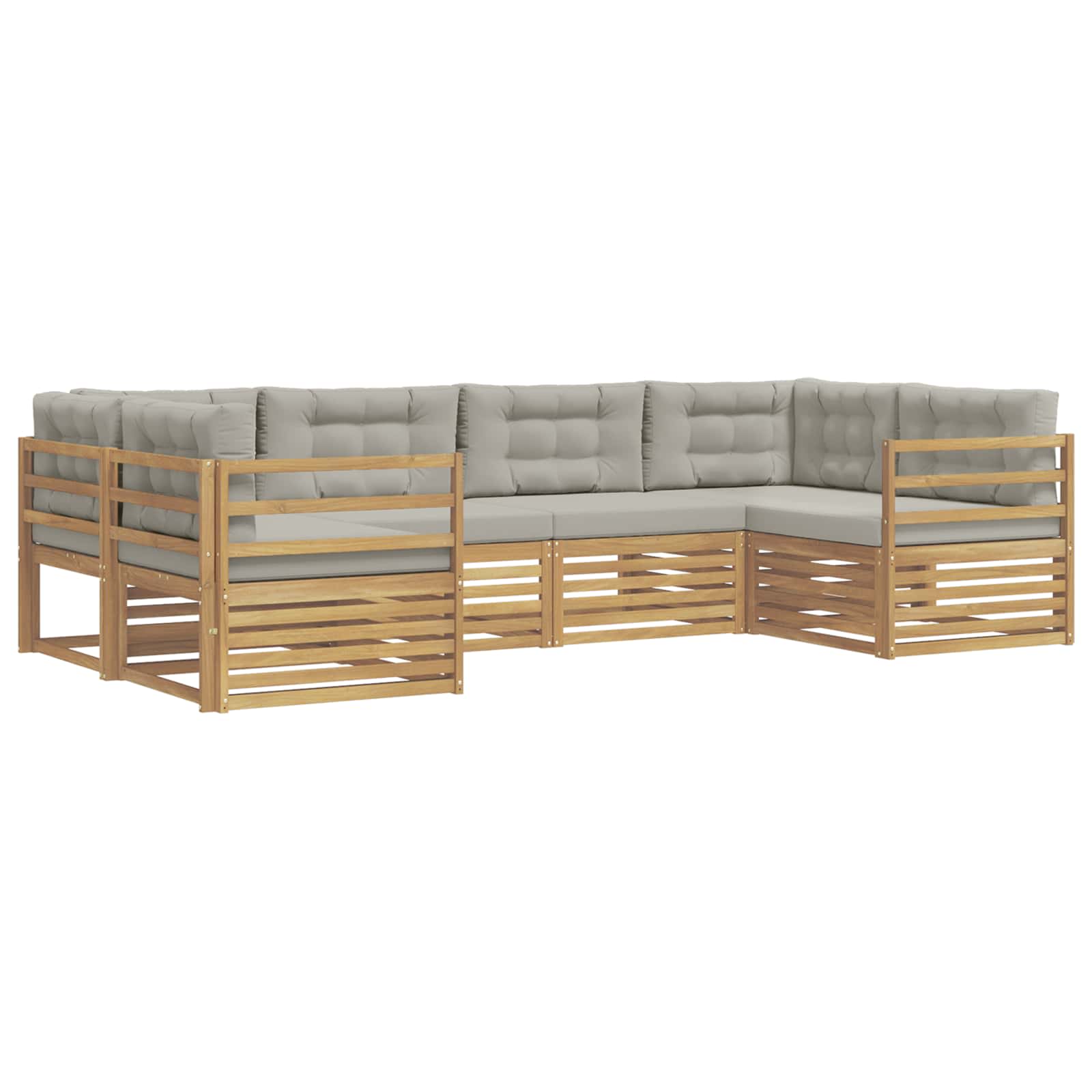 Outdoor-Sofagarnitur 6 pcs Weiß und Hellgrau Polyester