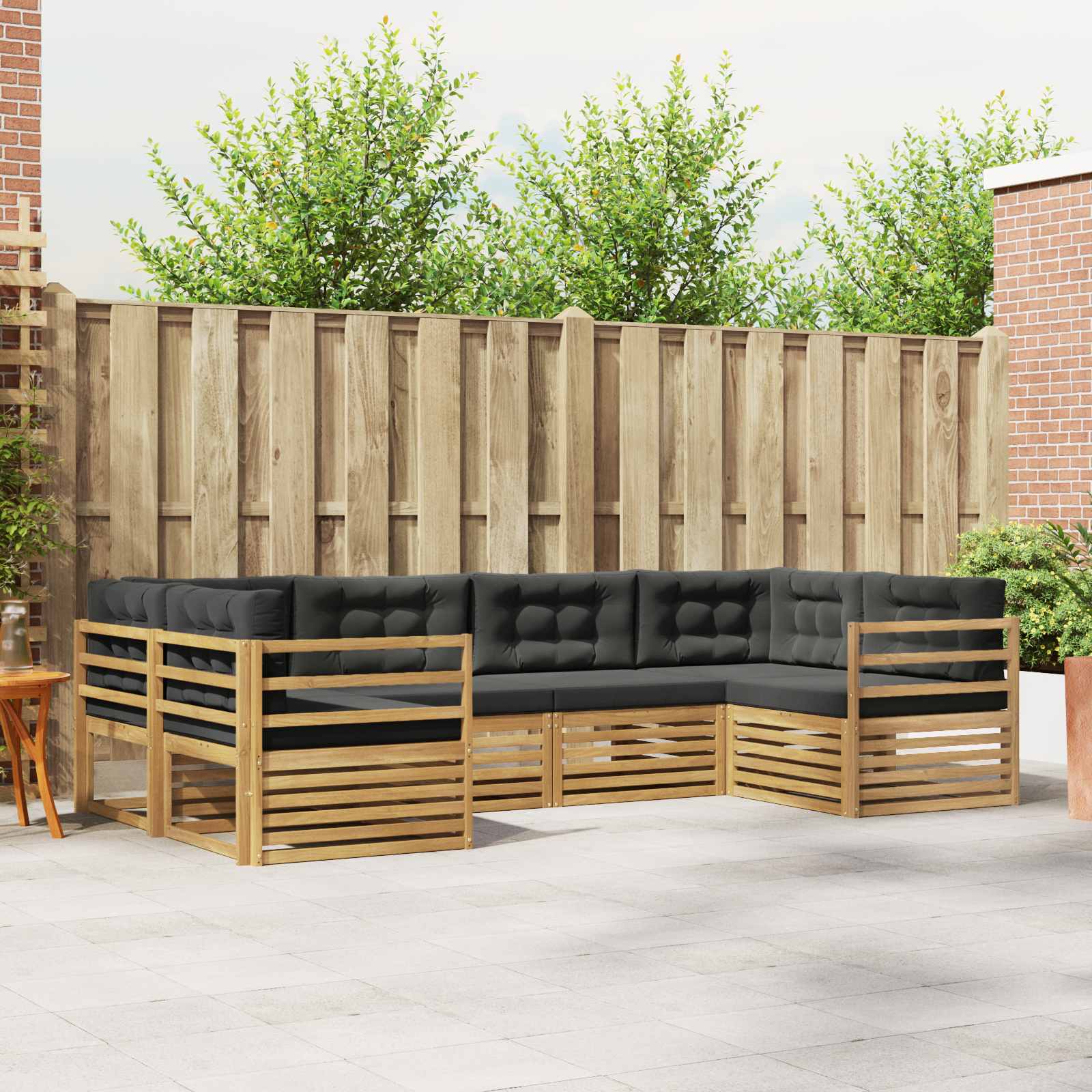 Outdoor-Sofagarnitur 6 pcs Weiß und Anthrazit Polyester