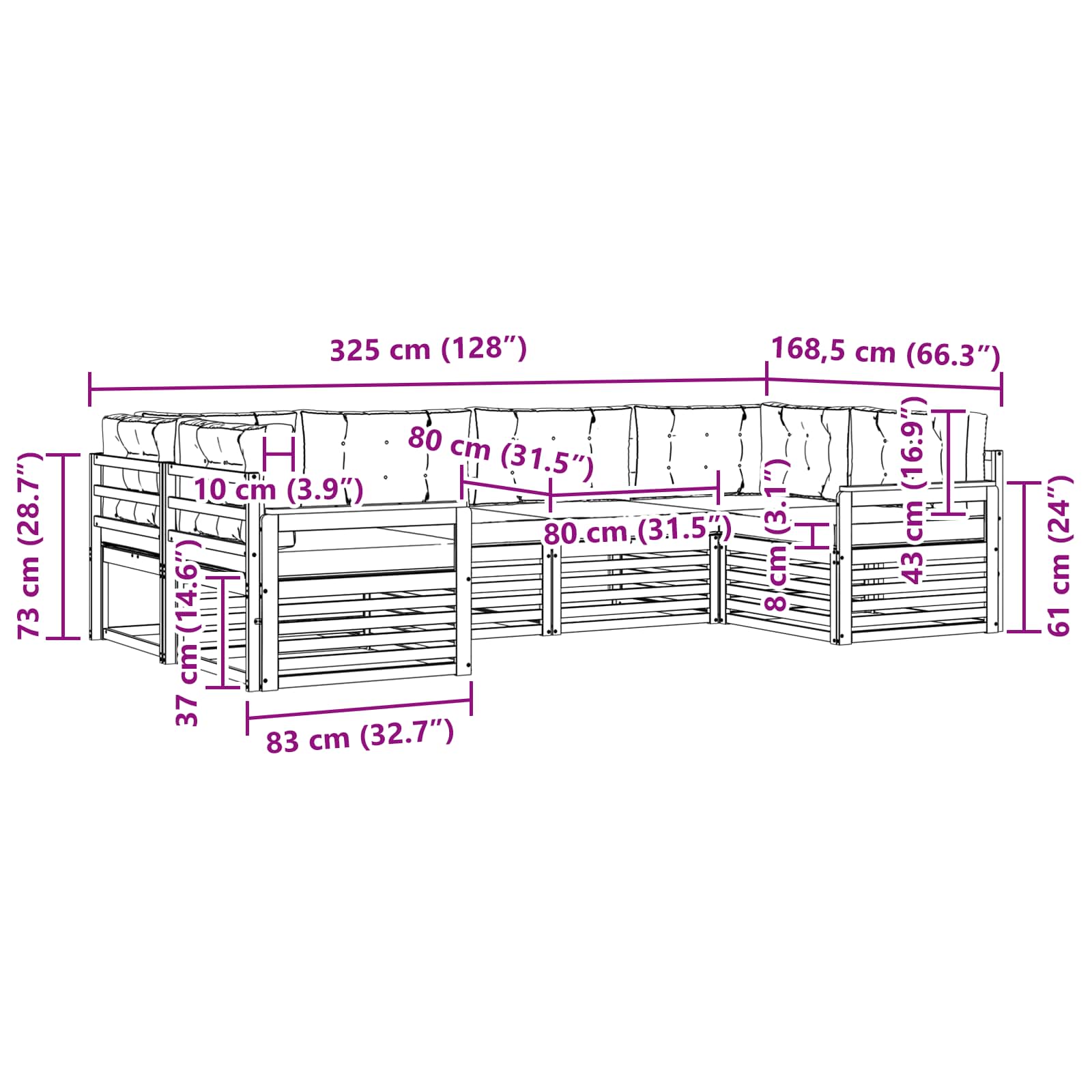 Outdoor-Sofagarnitur mit Kissen 6 pcs Weiß und Creme
