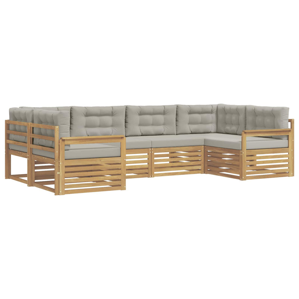 Outdoor-Sofagarnitur mit Kissen 6 pcs Weiß und Hellgrau