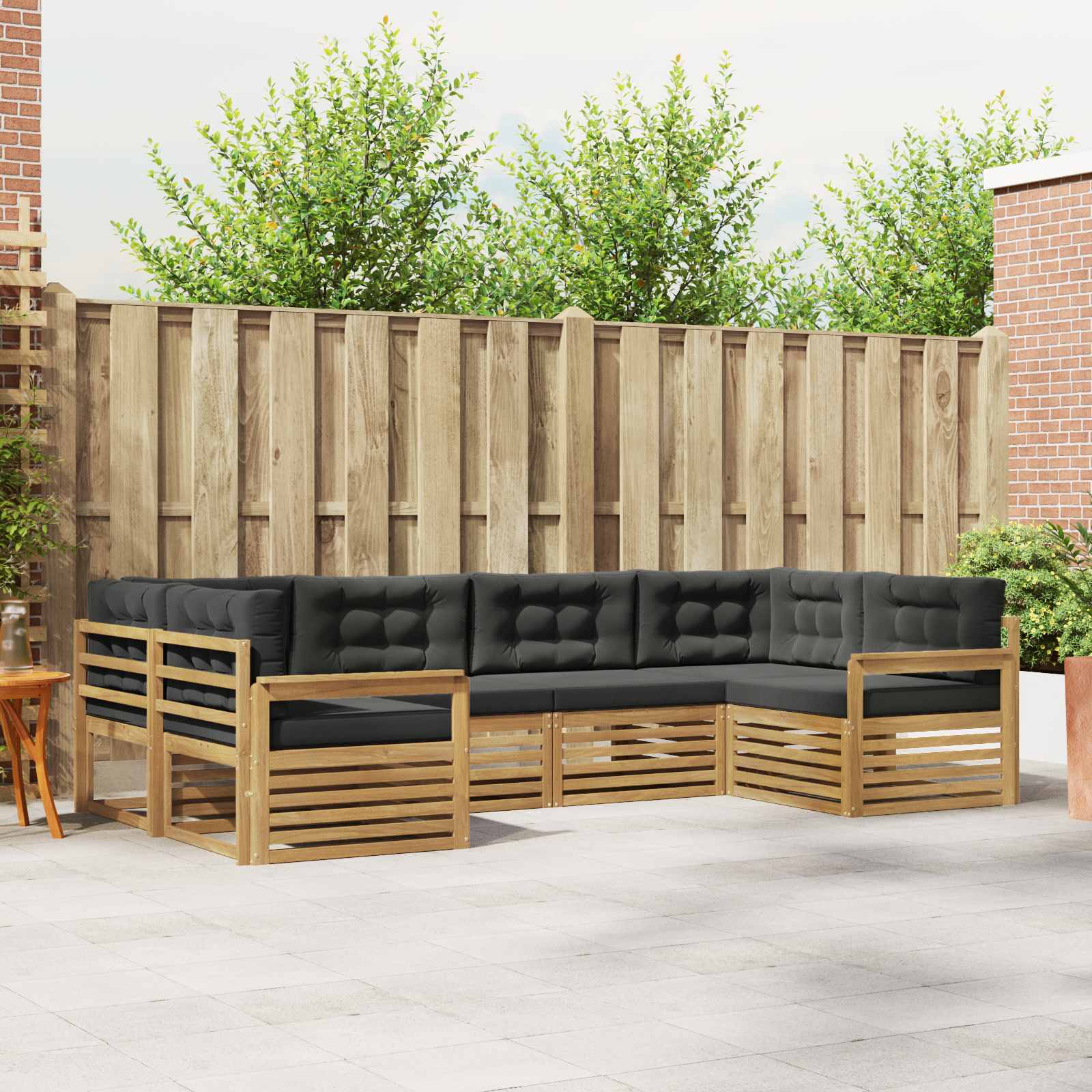 Outdoor-Sofagarnitur mit Kissen 6 pcs Weiß und Anthrazit