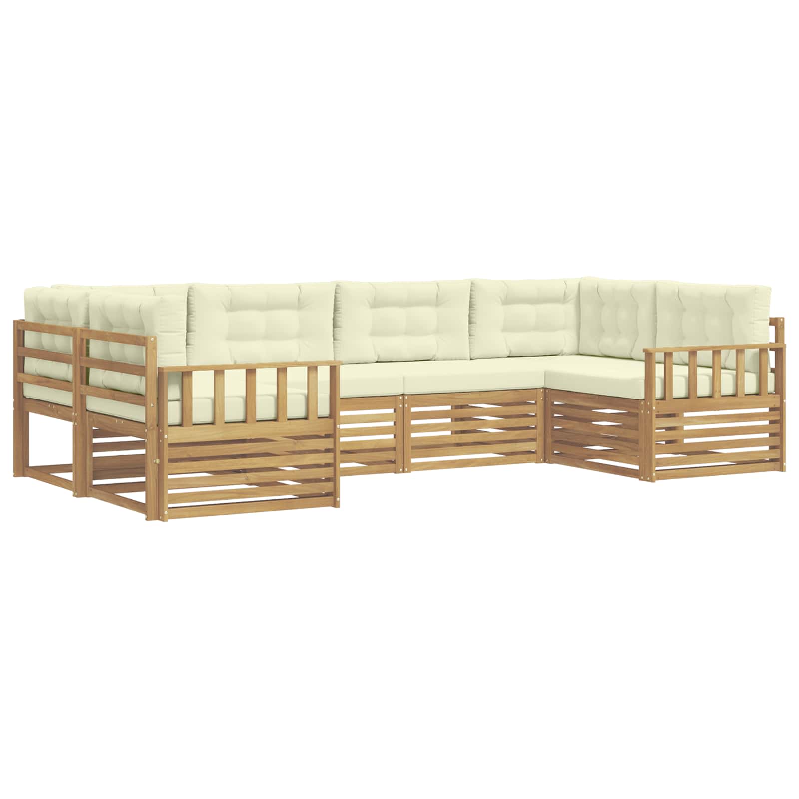 Outdoor-Sofagarnitur mit Kissen 6 pcs Weiß und Creme