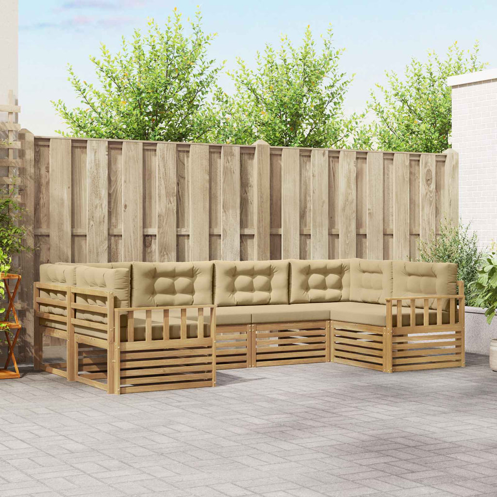 Outdoor-Sofagarnitur mit Kissen 6 pcs Weiß und Beige