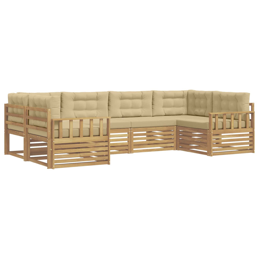 Outdoor-Sofagarnitur mit Kissen 6 pcs Weiß und Beige