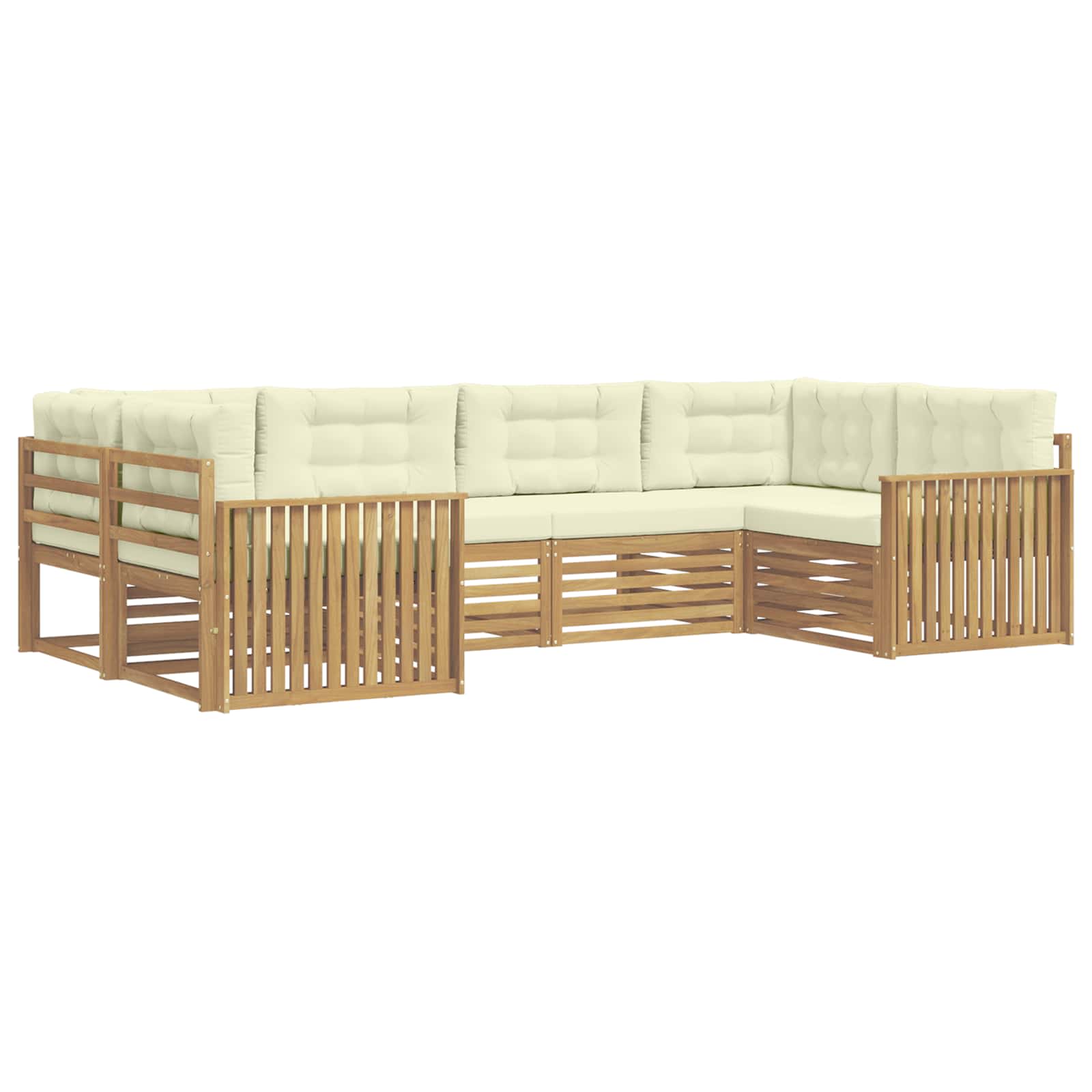 Outdoor-Sofagarnitur 6 pcs Weiß und Creme Massivholz Akazie