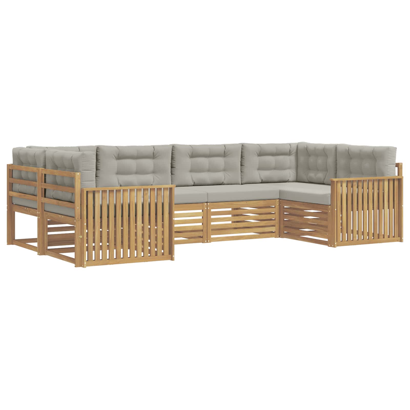 Outdoor-Sofagarnitur 6 pcs Weiß und Hellgrau Massivholz Akazie