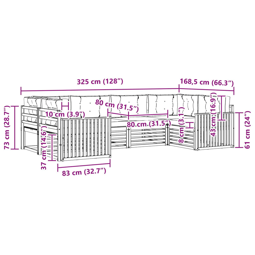 Outdoor-Sofagarnitur 6 pcs Weiß und Hellgrau Massivholz Akazie