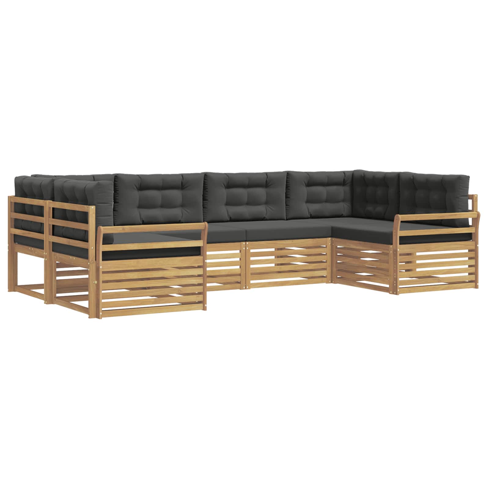 Outdoor-Sofagarnitur 6 pcs Weiß und Anthrazit Massivholz Akazie
