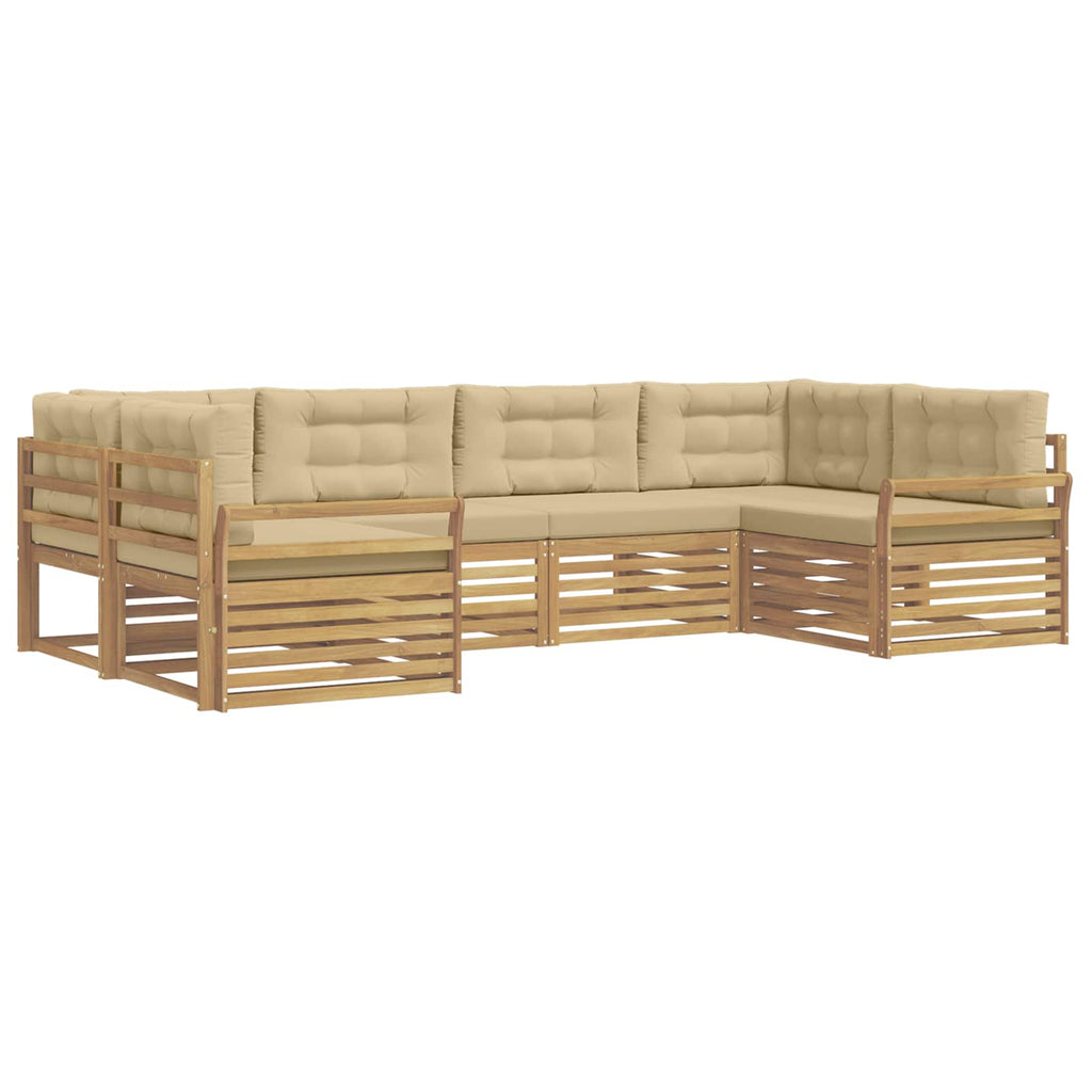 Outdoor-Sofagarnitur 6 pcs Weiß und Beige Massivholz Akazie