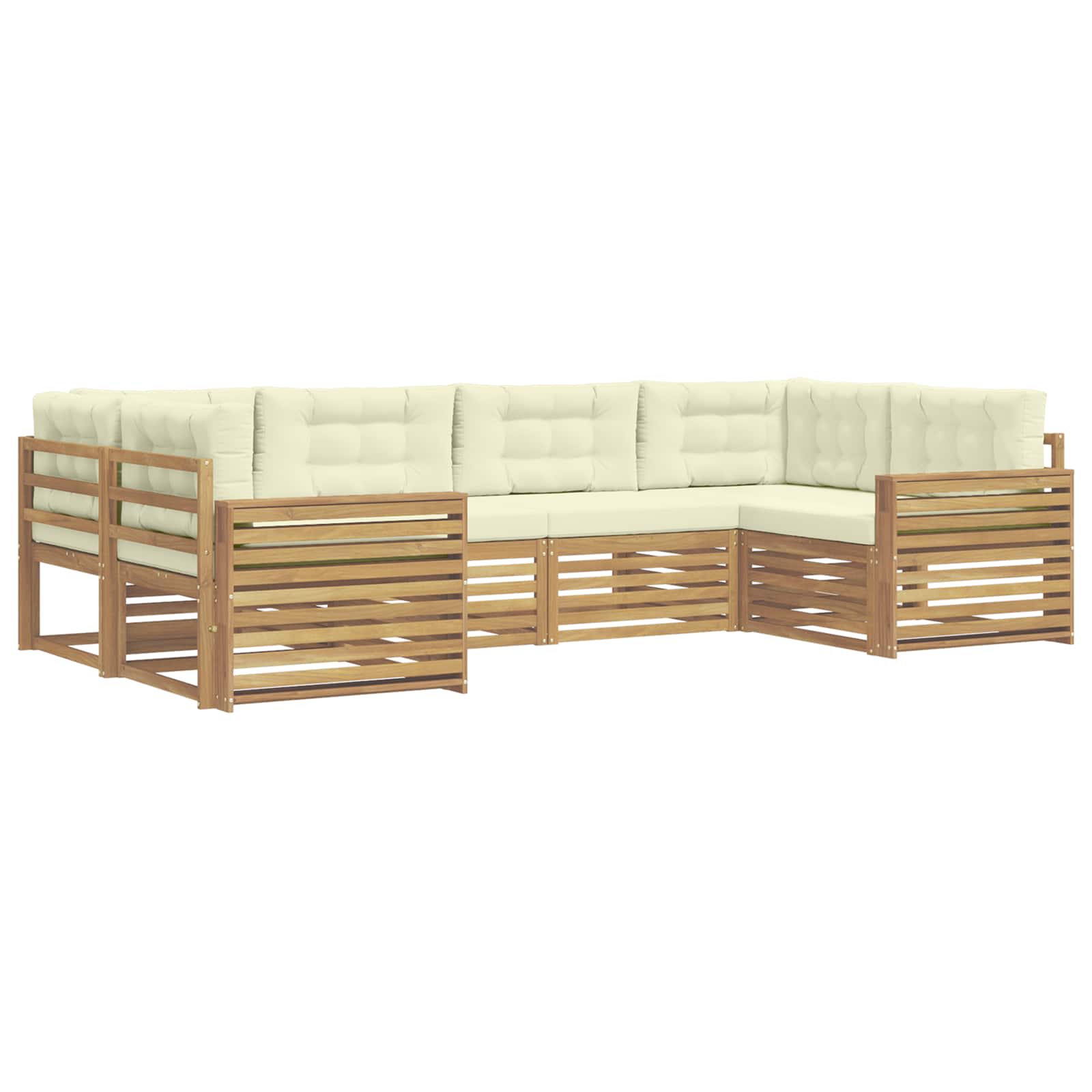 Outdoor-Sofagarnitur 6 pcs Weiß und Creme Massivholz Akazie