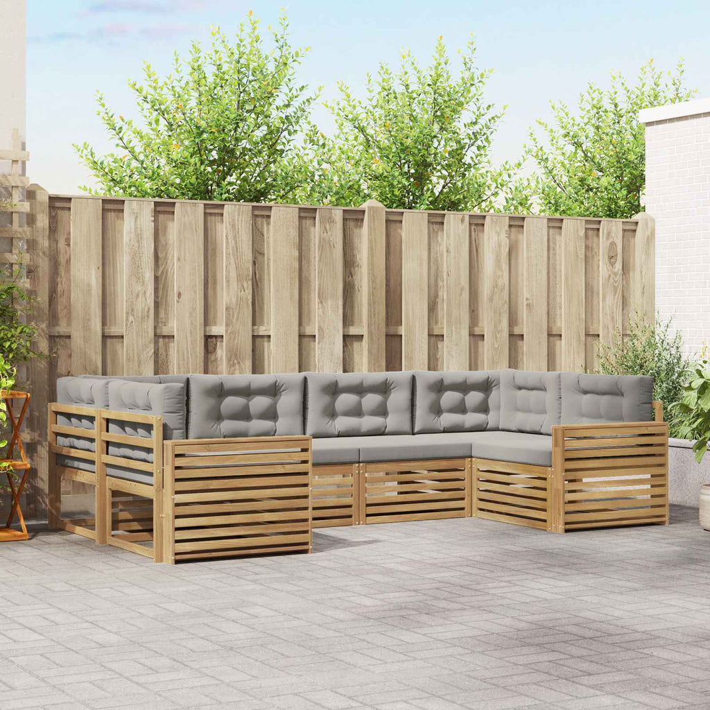 Outdoor-Sofagarnitur 6 pcs Weiß und Hellgrau Massivholz Akazie