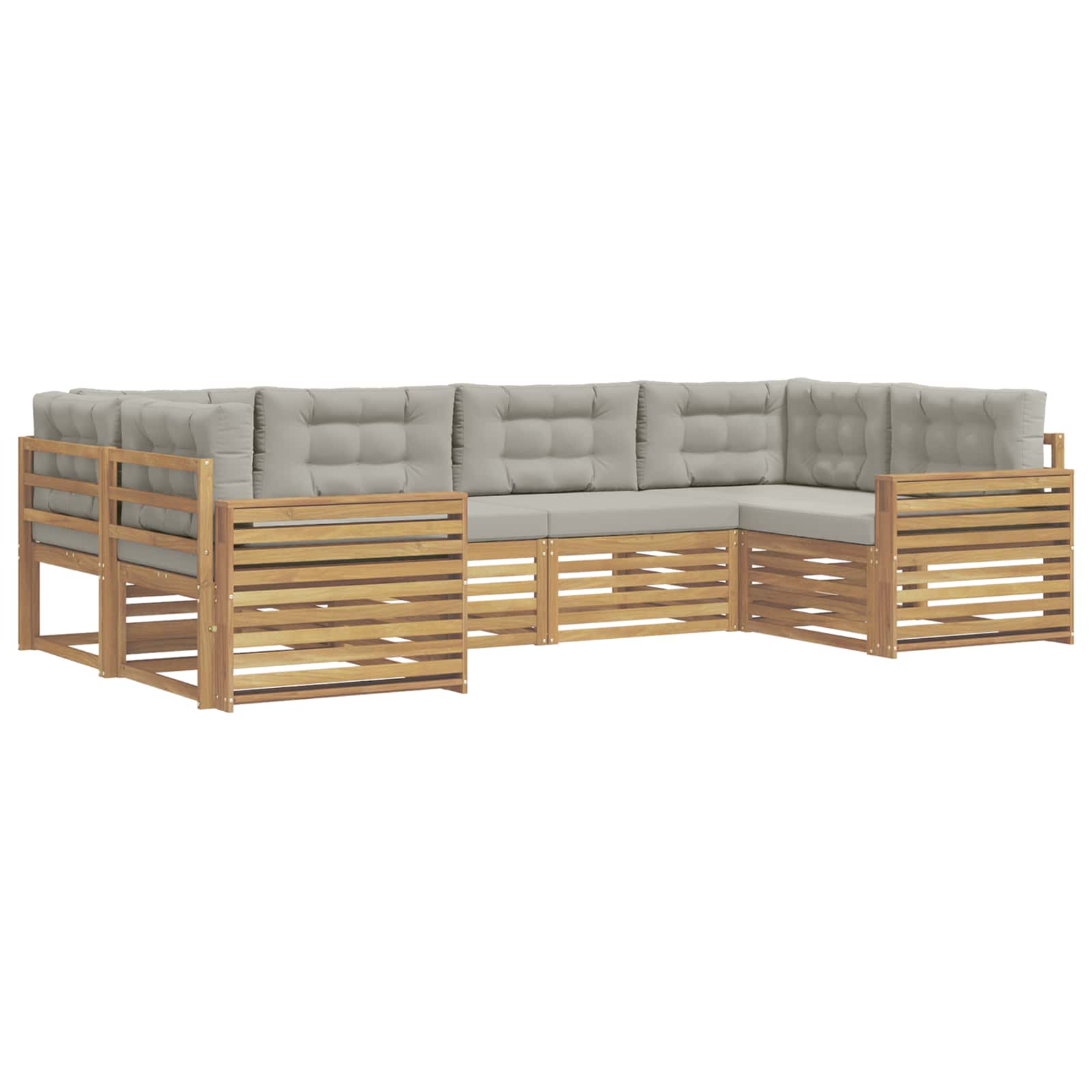 Outdoor-Sofagarnitur 6 pcs Weiß und Hellgrau Massivholz Akazie