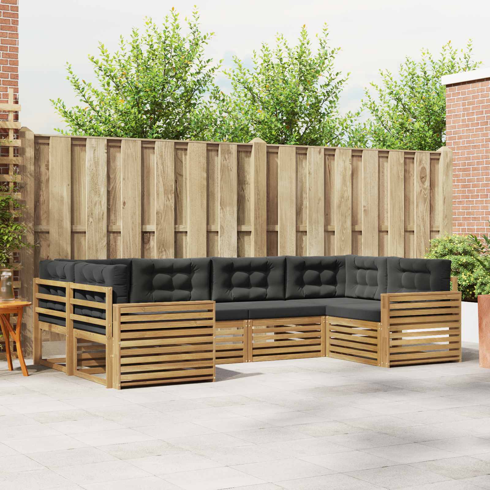 Outdoor-Sofagarnitur 6 pcs Weiß und Anthrazit Massivholz Akazie