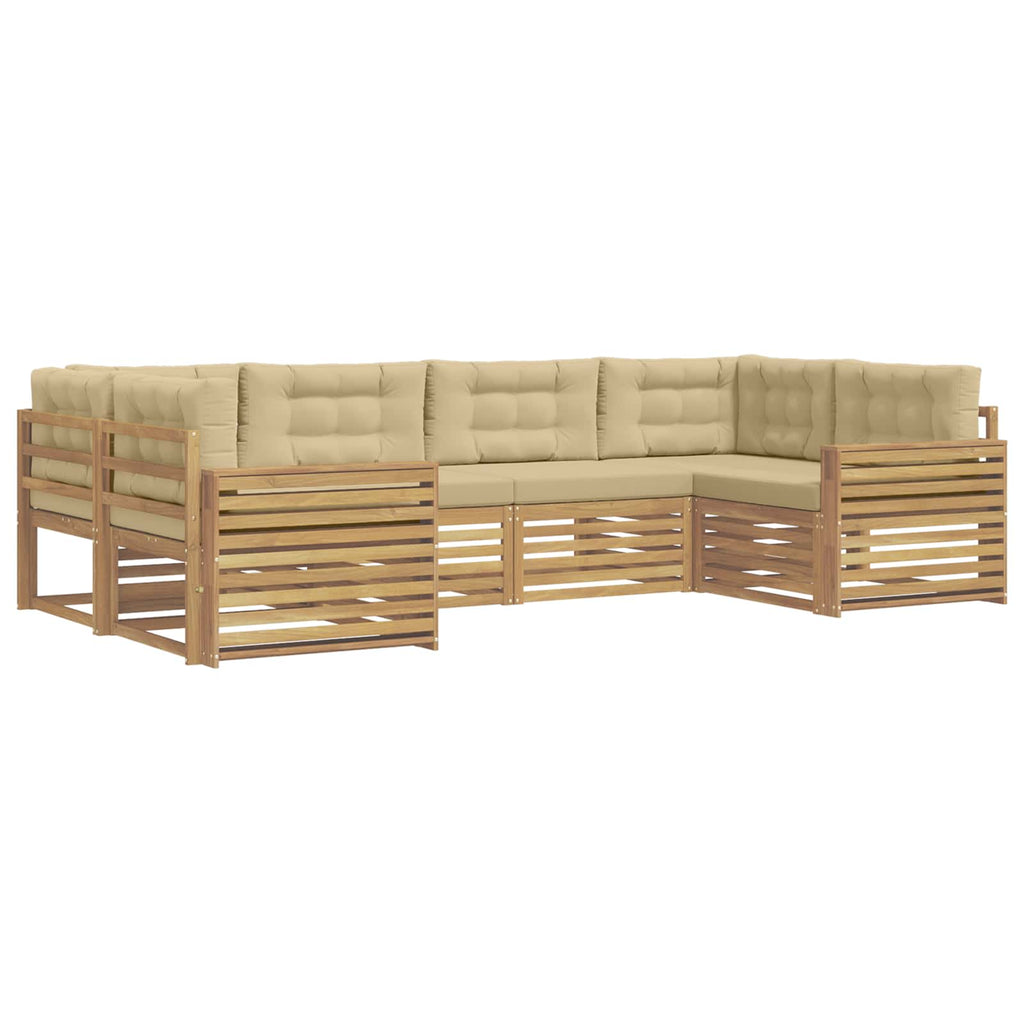 Outdoor-Sofagarnitur 6 pcs Weiß und Beige Massivholz Akazie