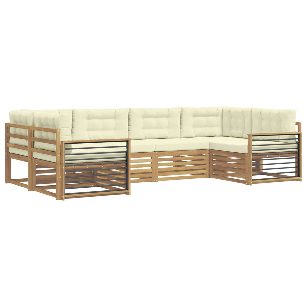 Outdoor-Sofagarnitur mit Kissen 6 pcs Weiß und Creme