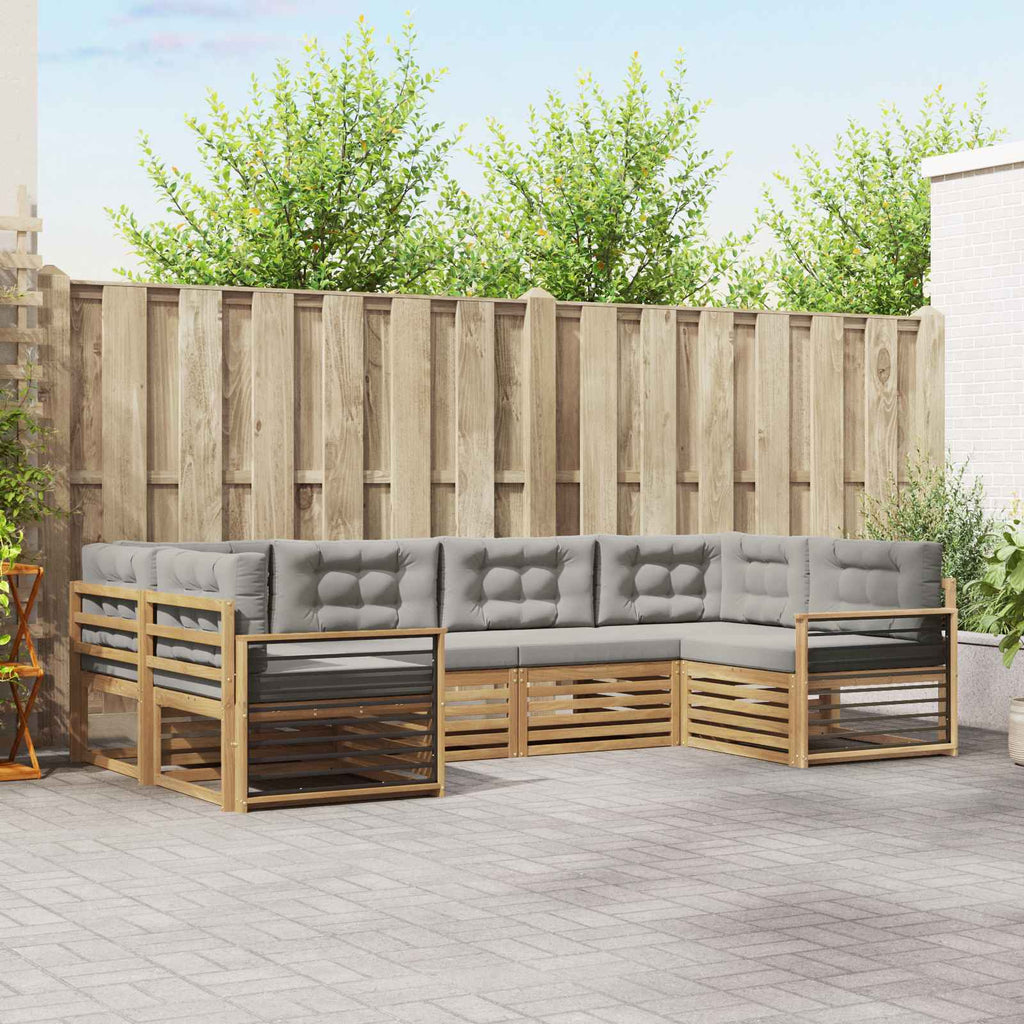 Outdoor-Sofagarnitur mit Kissen 6 pcs Weiß und Hellgrau