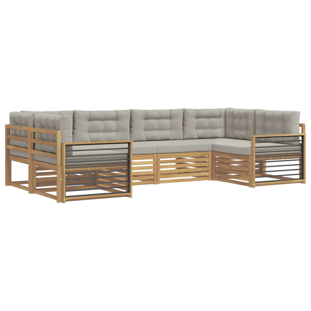 Outdoor-Sofagarnitur mit Kissen 6 pcs Weiß und Hellgrau