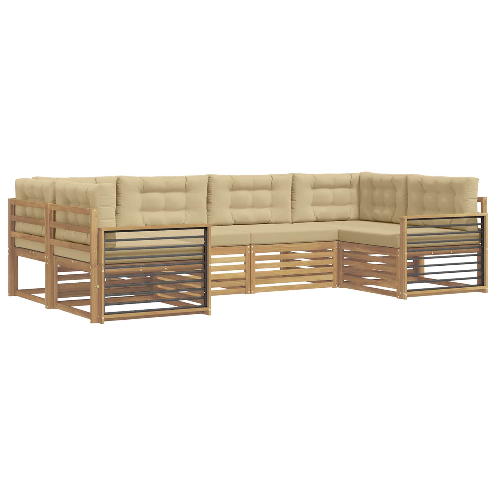 Outdoor-Sofagarnitur mit Kissen 6 pcs Weiß und Beige