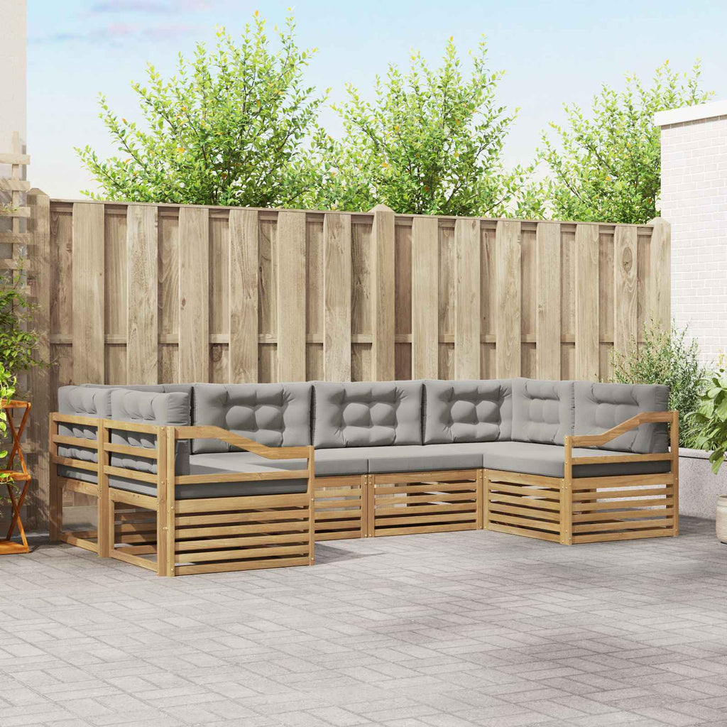 Outdoor-Sofagarnitur 6 pcs Weiß und Hellgrau Polyester