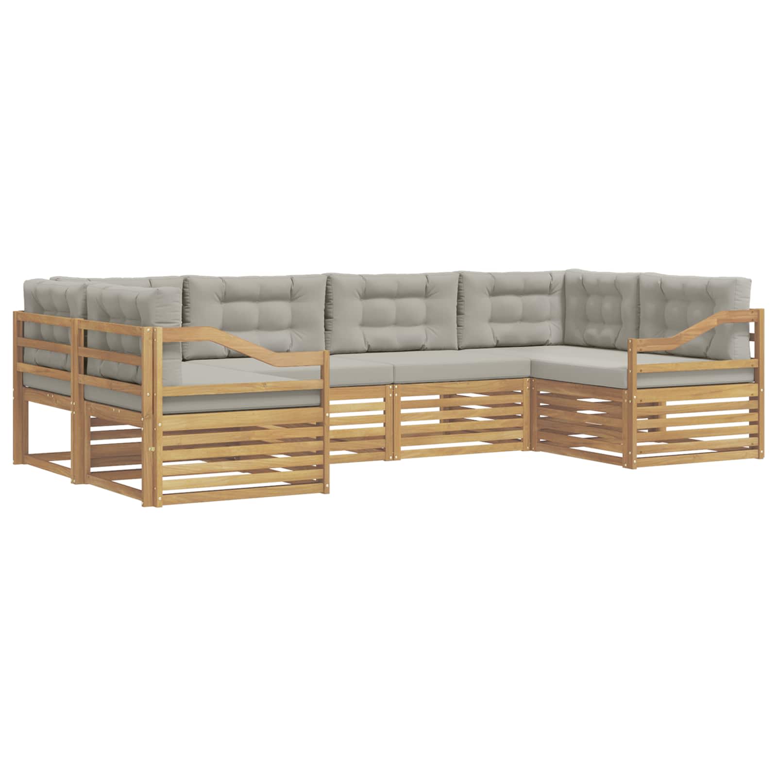 Outdoor-Sofagarnitur 6 pcs Weiß und Hellgrau Polyester